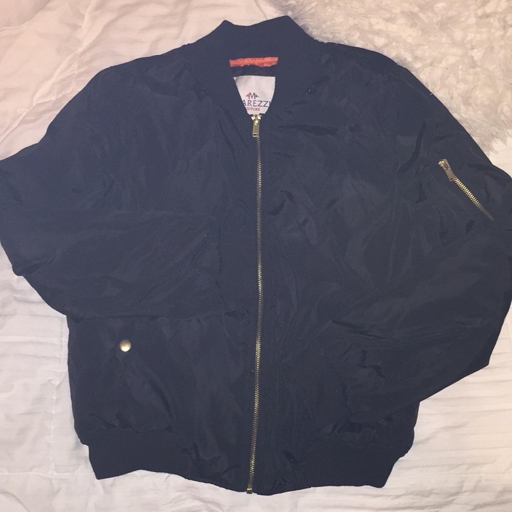Black Bomber Jacket w/ Orange Interior